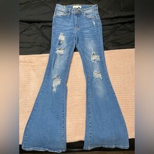 Ripped flared jeans Size:0 Color:blue